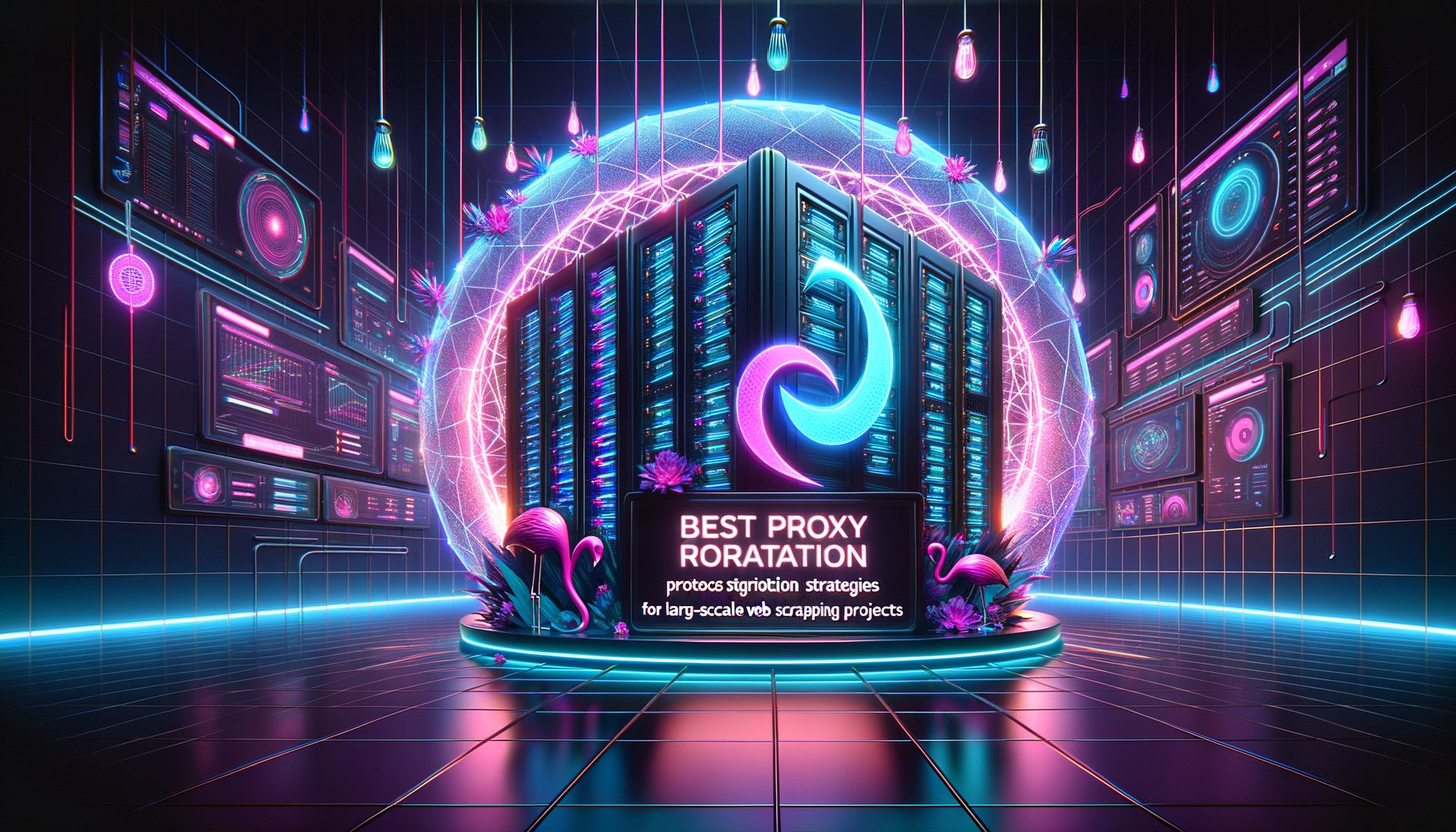Diagram illustrating proxy rotation with multiple IPs connected to a web scraper, avoiding blocks for large-scale data extraction.