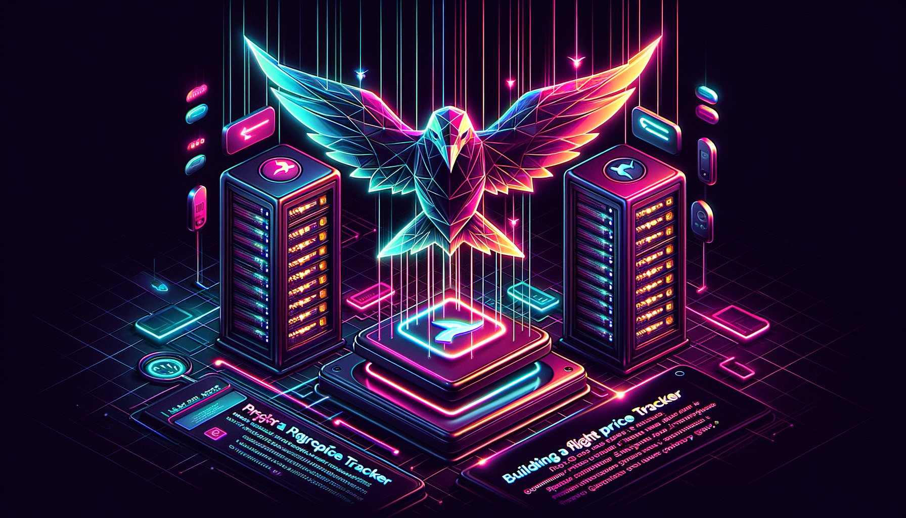Python code snippet showing web scraping with proxies to track flight prices, overlaid on a map with flight paths