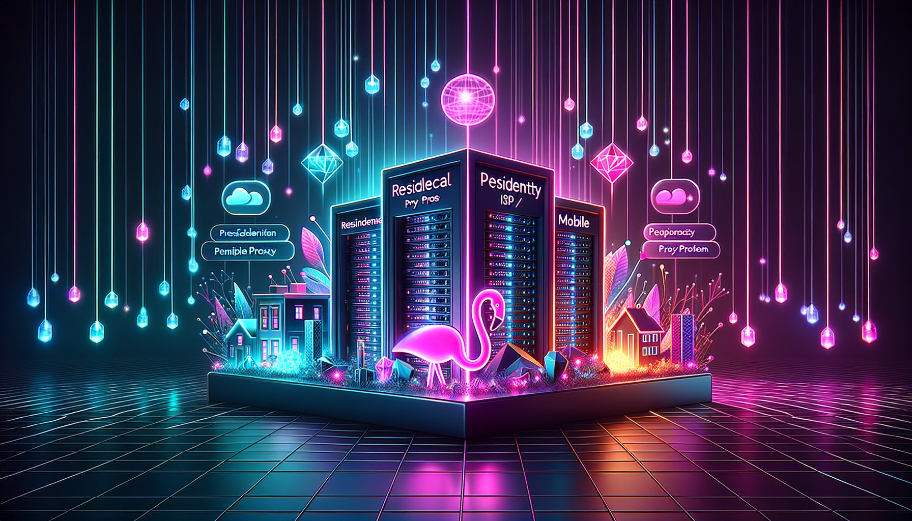 Diagram comparing residential, ISP, and mobile proxies features like speed, anonymity, and cost, with a focus on making a practical decision