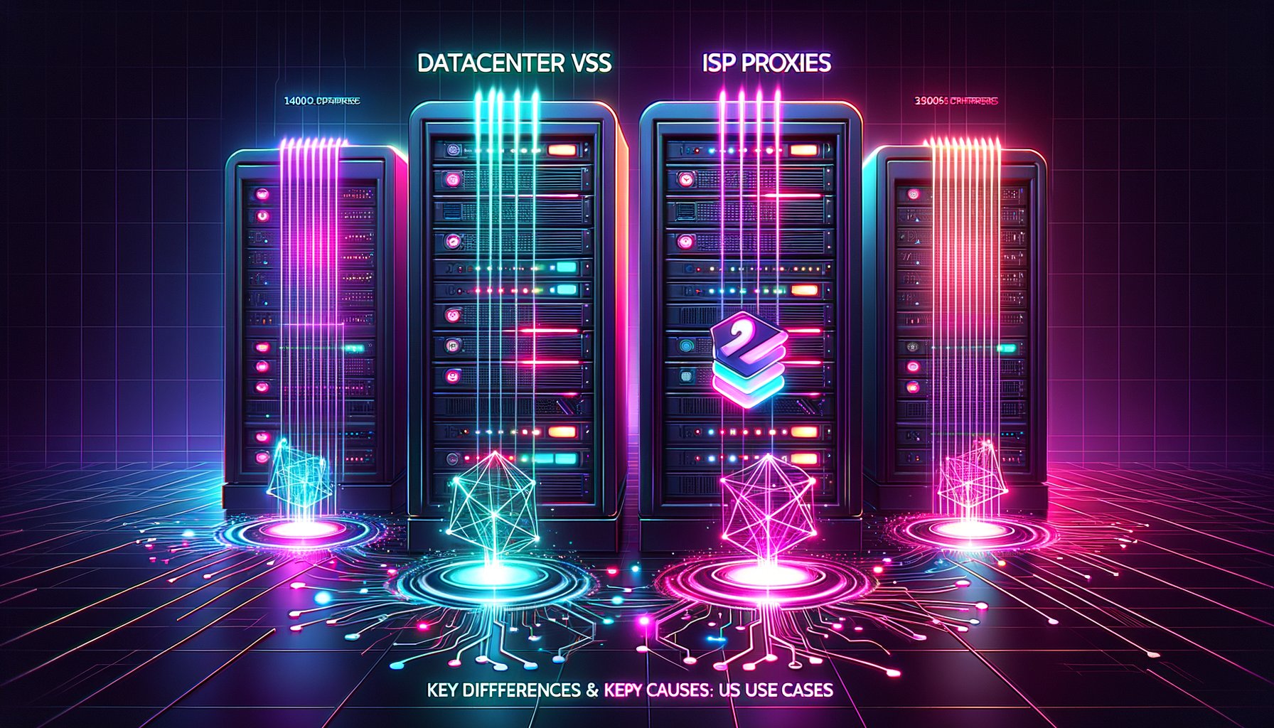 Comparison table illustrating differences between Datacenter and ISP proxies, highlighting speed, detection, and use cases.