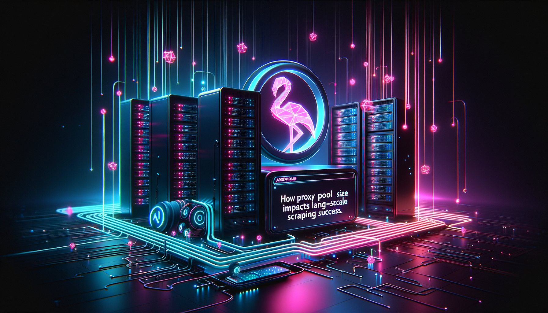 Diagram showing multiple diverse proxies connecting to various websites, illustrating the concept of a large proxy pool for web scraping.