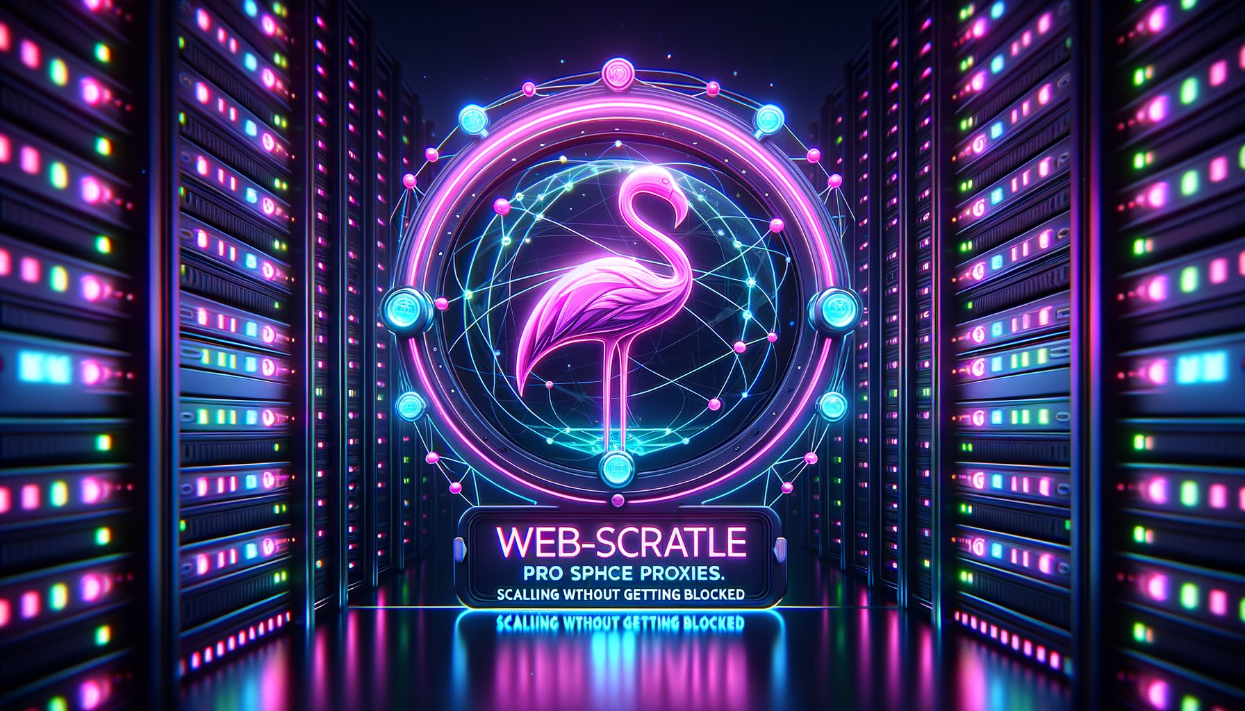 Futuristic cityscape with data flowing, representing large-scale web scraping using proxies to avoid blocks in 2026.