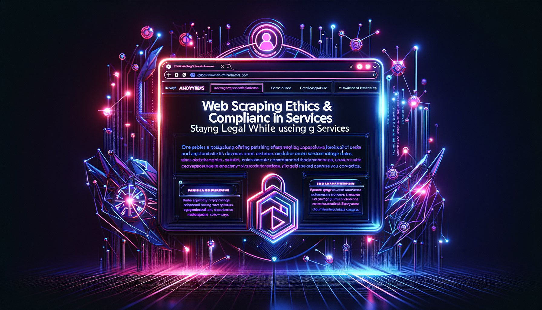 Illustrative image showing legal documents and network connections, symbolizing web scraping ethics and proxy compliance in 2026